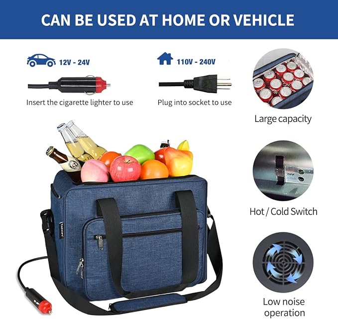 Electric Car Cooler for Vehicles, 26 QT Cooler, Folding and Portable Cool Bag for Cooling Pre-Cooled Food & Drinks, (Not Refrigerator, AC Adapter Not Include