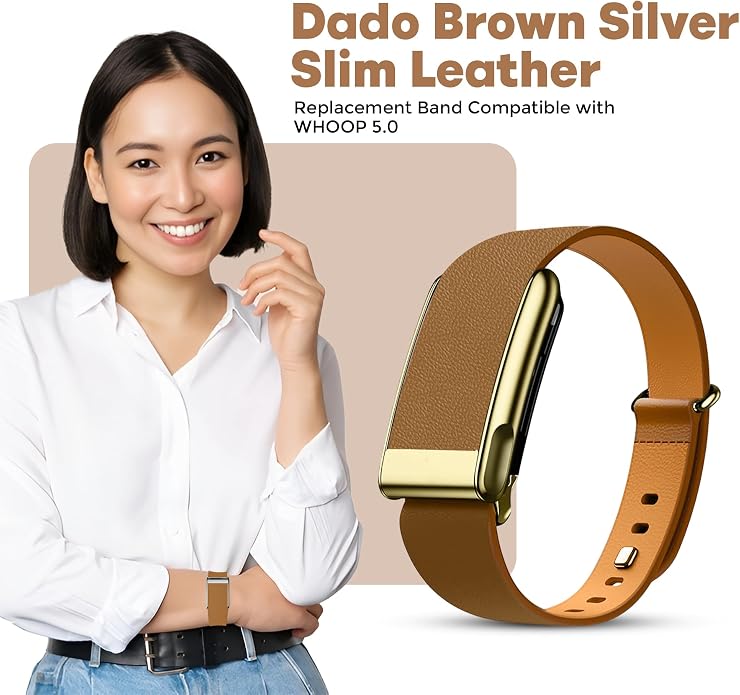DADO Luxe Tapered Leather Replacement Band Compatible with WHOOP 5.0, One, Peak, and Life Fitness Tracker – Durable & Comfortable | Not for Whoop Gen 4
