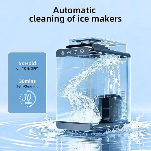 Antarctic Star Ice Maker, Portable Ice Machine with Self-Cleaning Function, 8 Cubes in 6 Mins Fast Countertop Ice Making, Compact Ice Cube Maker for Home, Kitchen, RV, Travel, Stainless Steel