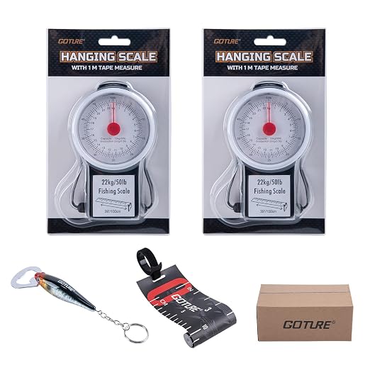 Goture Fishing Hanging Scale + Ruler + Bottle Opener, Mechanical Kitchen and Fish Fishing Scale, Multi-Purpose Portable Hand Held Dial Weight Scale with Tape Measure (50 Lbs / 22Kg)