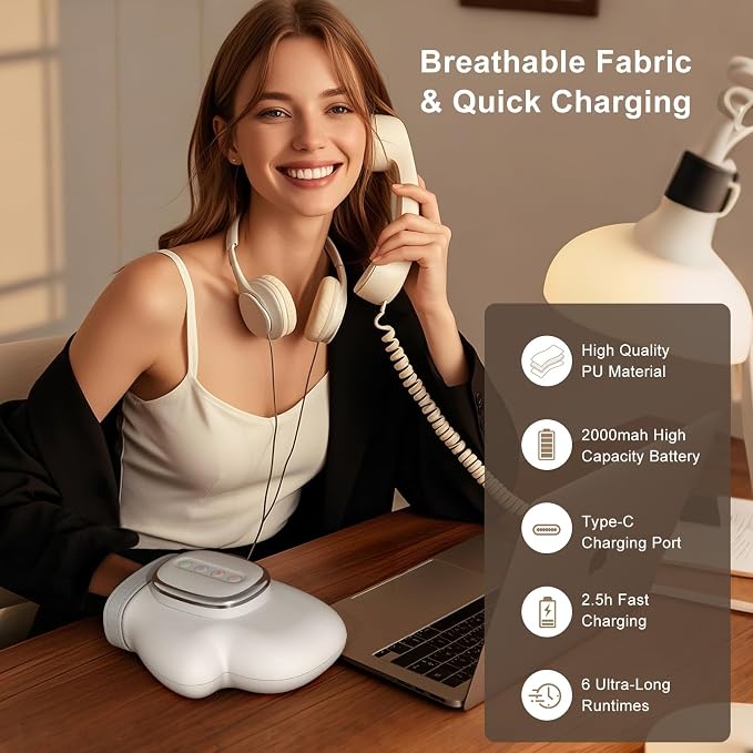 Hand Massager with Heat and Compression, Hand Massager for Arthritis and Carpal Tunnel Relief, Palm & Wrist Pain, 5 Levels 3D Wave Pressure, 3 Heat Settings, Portable Cordless Electric Hand Massager