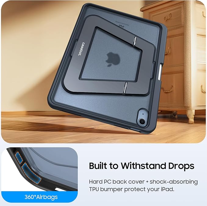 Fintie Shockproof Case for iPad (A16) 11th Generation 11 Inch (2025), iPad 10th Generation 10.9 Inch (2022) - [Built-in Pencil Holder] Slim Frosted Protective Cover with Multi-Angle Kickstand, Black