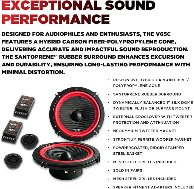 CERWIN-VEGA! V65C 6.5" VEGA 2-Way 420 Watts 4 Ohm Component Speakers Set(Pair)