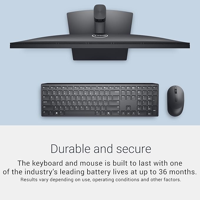 Dell Advanced Wireless Keyboard and Mouse – KM520 - Wireless, 2.4 GHz Interface, USB Wireless Receiver, Volume, Mute Hot Keys, 3 Mouse Buttons, US English, 1 Year Limited Warranty - Black