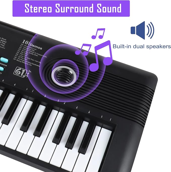 61 keys keyboard piano, Electronic Digital Piano with Built-In Speaker Microphone, Portable Keyboard Gift Teaching for Beginners, electric piano for youth
