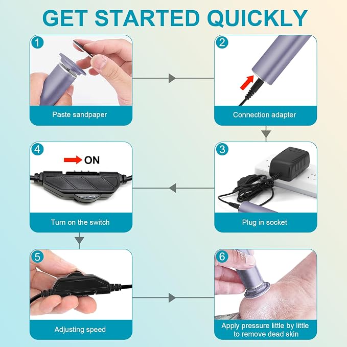 Electric Foot Callus Remover with Hand Callus Remover, Adjustable Speed Professional Electric Foot File Filer Sander Pedicure Tools for Feet Heel Dead Cracked Skin Women Men Use (Gray)