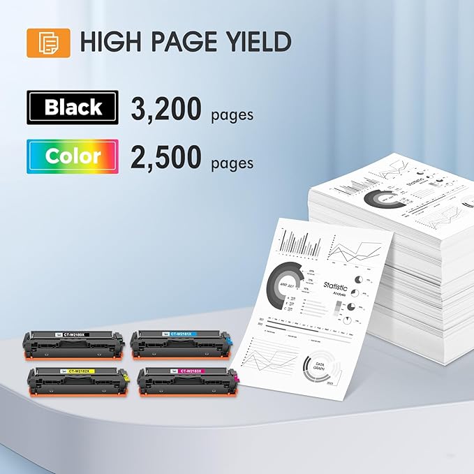 218X Toner Cartridges 4 Pack 218 3301fdw 3201dw 3301 218A Compatible for HP 218X 218A Color LaserJet Pro MFP 3301cdw 3301sdw Printer Ink Set W2180X High Yield with Chip (Black Cyan Yellow Magenta)