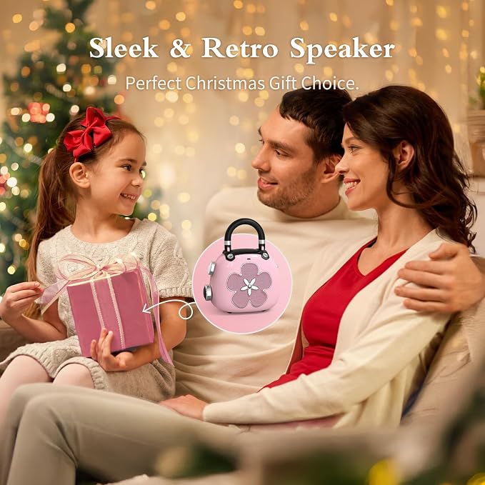 DOSS Candy 2-in-1 Mini Bluetooth Speaker & Cute Bag Charm with Loud Sound, Ideal Stocking Stuffer for Women, Girlfriend, Wife, BFF, Teen Girls, White Elephant Gift-Pink