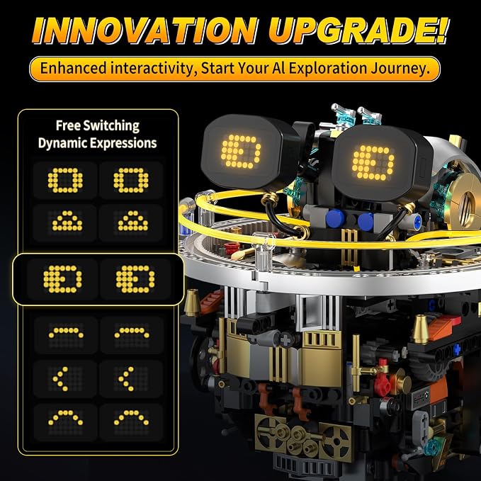 STEM Robot Building Kit, 804PCS APP & Remote Control Spherical Robotic Toys for Kids Age 8-14+ with Expressions & Lights, Rolling Technic Coding Robotics Kit Educational Gift for Boys Girls