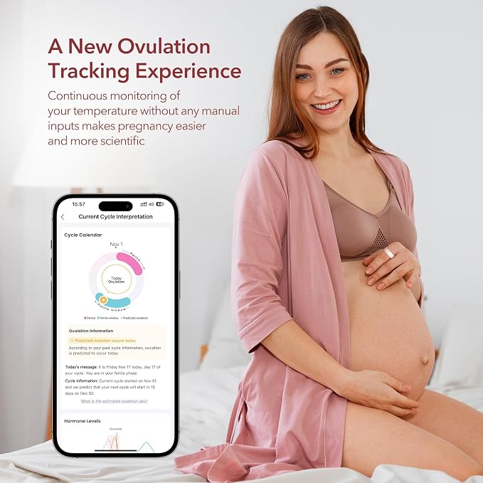 femometer Ring Gen1 for Fertility and Ovulation Tracking - Size First Sizing Kit - App Auto-Sync - Period & BBT Tracker - Sleep Analysis for Women - Rechargeable & Waterproof Size8