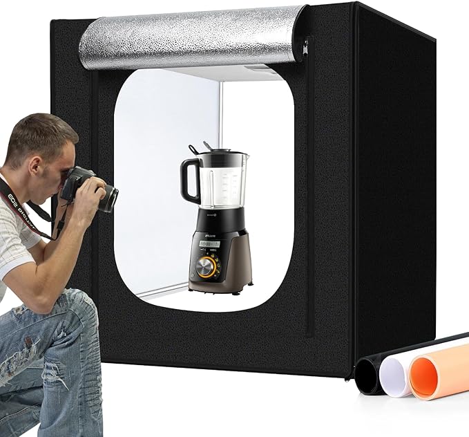 32x32 Inch Photo Studio Photo Light Box for Photography, 405 LED Large Lightbox with 3 Light Panel Stepless Dimming and Soft Light Cloth Professional Photo Background Shooting Tents