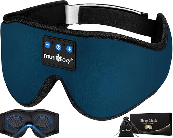 MUSICOZY Sleep Headphones Bluetooth 5.4 Headband Sleeping Headphones Sleep Mask, Wireless Music Eye Mask Sleep Earbuds for Side Sleeper Men Women Cool Tech Gadget Unique Gift Office Travel, Pack of 2