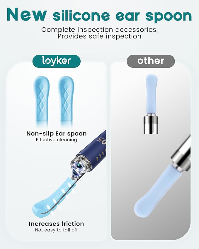 Loyker Ear Wax Removal, Ear Cleaner with 1080P Camera, Ear Cleaning Kit with 12 Ear Pick, Visual Ear Picker Earwax Remover Tweezers with 6LED Light, Ear Camera for iPhone, iPad, Android Phones, Blue