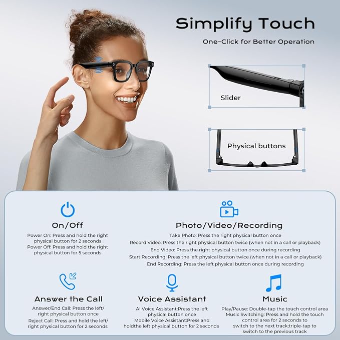 XO AI Smart Glasses,HD 1080P Camera Glasses with Video Recording & Photo Taking, Language Real-Time Translation Glasses and Color-Change Lens Perfect for Travel, Business