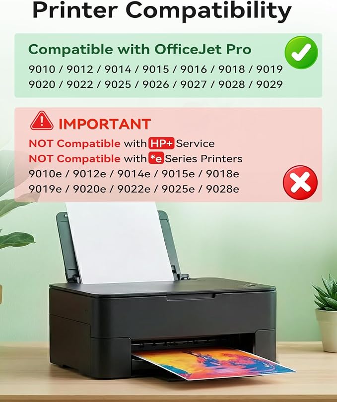 EaseFusion 962XL Replacement for HP 962XL Ink Cartridges Combo Pack HP962XL HP962 Work with HP OfficeJet Pro 9010 9015 9018 9020 9025 Printers (Black/Yellow/Cyan/Magenta, 4 Pack)