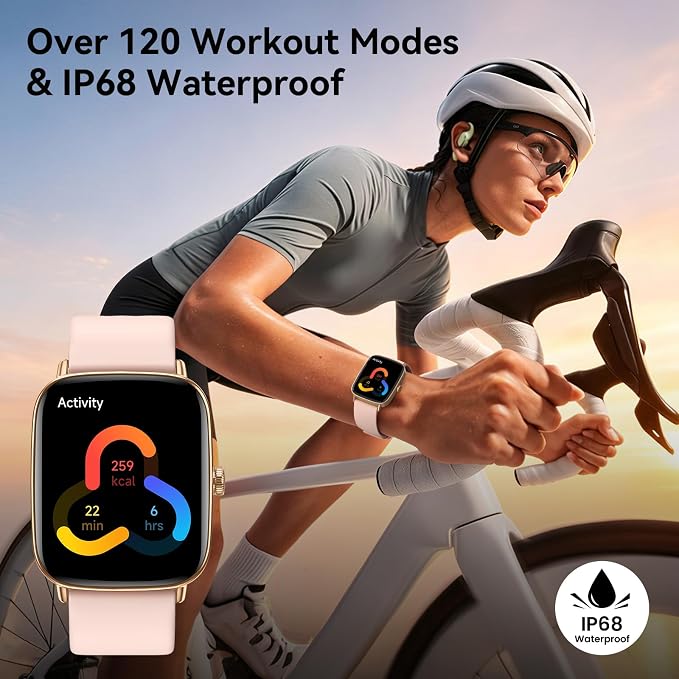 Smart Watch for Women, 1.85" HD AMOLED Fitness Tracker (Answer/Call) with 24/7 Heart Rate/Sleep/SpO2 Monitor for iPhone & Android, 120+ Sports Modes Smartwatch with IP68 Waterproof, 2 Bands