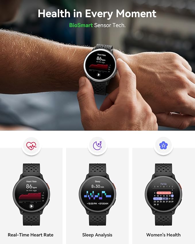Quican Smart Watch for Women & Men, Compatible with iPhone & Android | Fitness Tracker with Bluetooth Calling, AMOLED Display, Heart Rate & Sleep Tracking, 2 Bands, Perfect Smart Gift