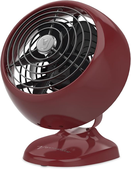 Vornado VFAN™ Mini Classic Vintage Metal Desk Fan, 2-Speed, Adjustable Tilt, Personal Air Circulator for Bedroom, Office, Dorm Room, Portable Quiet, Claret
