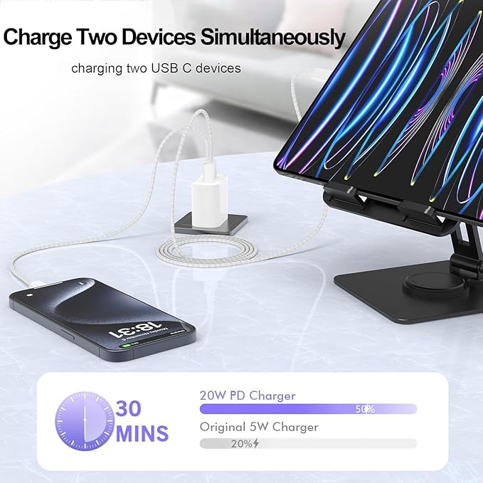 iPhone 17 Pro Max Fast Charger,2-Pack USB C 2in1 Dual PD Charging Block with USB C Woven Charger Cable for iPhone 17e/17 Pro/Air/17/iPhone 16 Pro Max/16 Plus/16e/15 Pro Max/15 Plus,iPad Pro/Air/Mini