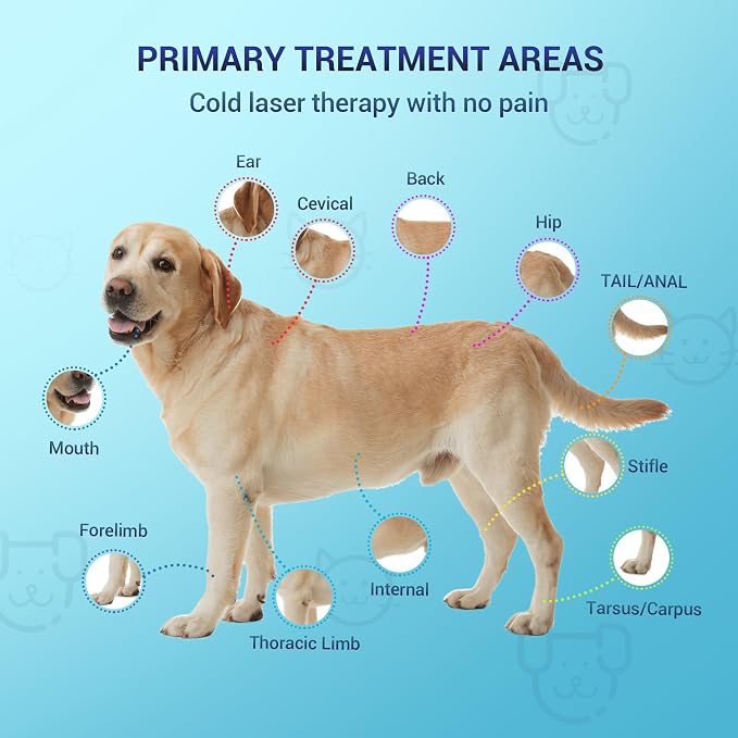 Mibest Cold Laser Therapy Device for Vet - Red Light Therapy for Dogs and Cats - Infrared Light Therapy Targets Joint and Muscles - Pain Relief, Arthritis, Spinal, Wound Healing (White)