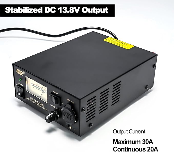 13.8V 30A Bench Power Supply, Ham Radio Switching Power Supply, Regulated Analog DC Power Supply with Cigarette Plug Socket for CB VHF UHF HAM Amateur Radio, Noise Offset Control