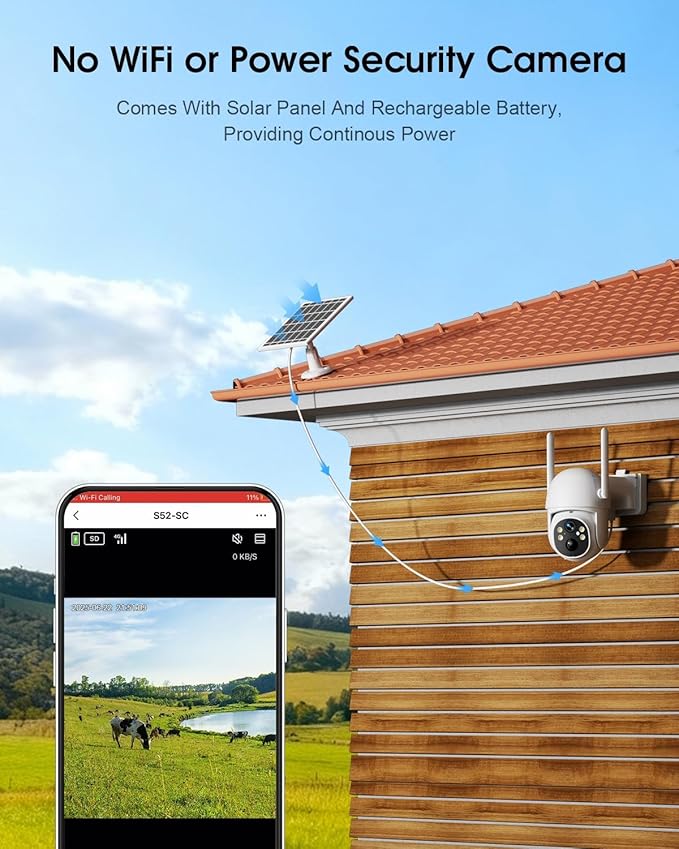 SANSCO 4G LTE Cellular Solar Security Camera Wireless Outdoor, Lifetime Free Unlimited Data, NO WiFi 2K Color Night Vision, PTZ 360 View, 2 Way Audio, Motion Detection (4G Unlimited-2Pack)