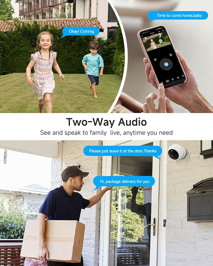 Noorio Security Camera Wireless Outdoor, Magnetic Cameras for Home Security 1080P, Battery Powered WiFi Indoor Camera, AI Motion Detection, Color Night Vision, 2-Way Talk, B200