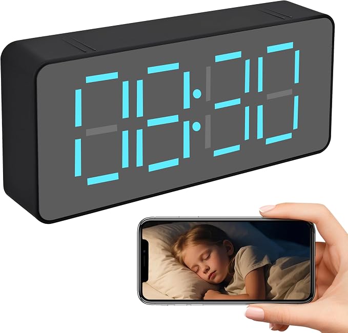 1080P HD WiFi Clock Hidden Camera, Indoor Security Camera with Night Vision, 24-Hour Digital Display, App Remote Viewing, SD Card Storage, No Audio Recording