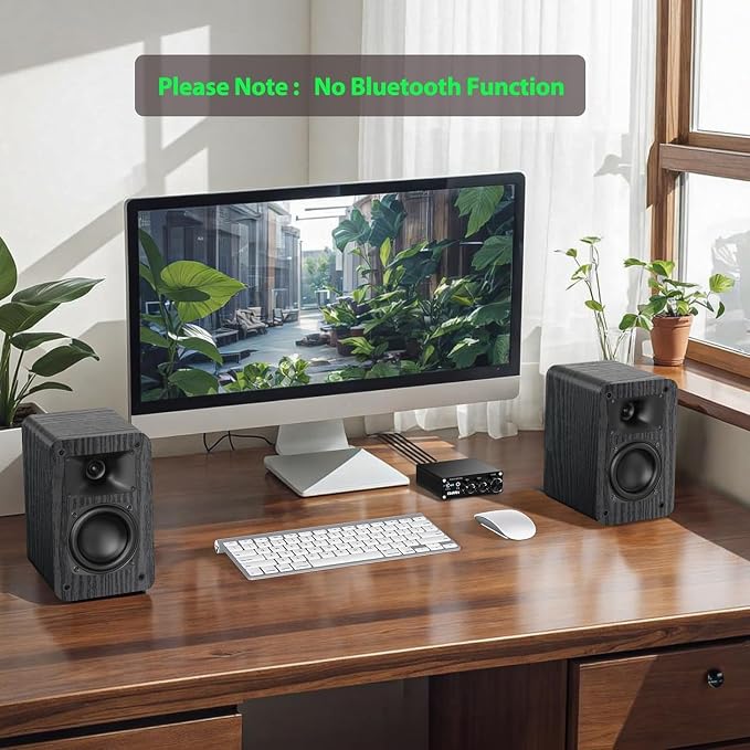 Saiyin Passive Bookshelf Speakers, 2-Way Passive Speakers, 3.5" Woofer & Silk Horn Tweeter, 60Hz Bass for Home/Office/Theater Pair (Needs Amplifier or Receiver to Operate)