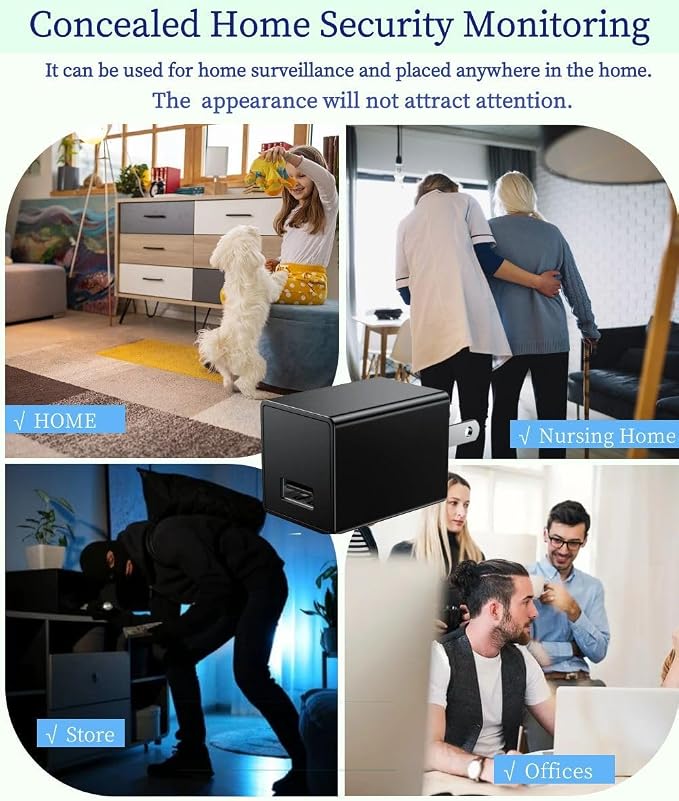 Mini Hidden Camera Detection in USB Charger - HD 1080P Wireless WiFi Nanny Cam, Indoor Home Security Camera with APP Remote Viewing, Motion Detection Alert for Baby/Pet Monitoring