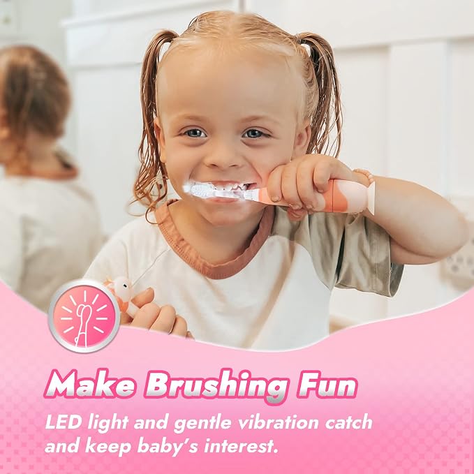 Papablic Toddler Sonic Electric Toothbrush with Covers for Babies and Toddlers Ages 1-3 Years, Debby Bundle with Doris