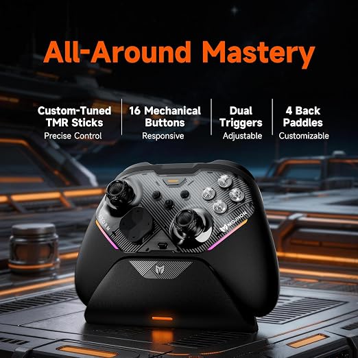 BIGBIG WON Storm(Gale2) Wireless PC Controller, Bluetooth Gaming Controller 2000Hz Polling Rate, Near-Zero Latency, TMR Sticks, Hall & Micro-switch Triggers, 16 Mechanical Buttons, 4 Customizable Back Paddles, for Windows PC/Switch 2/Switch/Android/IOS