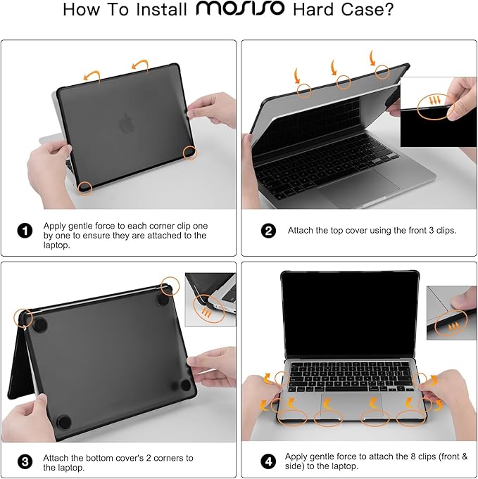 MOSISO Compatible with MacBook Air 13 inch Case M5 2026 M4 2025 M3 M2 2024-2022 A3449 A3240 A3113 A2681, Seamlessly Closes Anti-Crack&Anti-Fingerprints Hard Shell for MacBook Air 13.6, Starlight Clear