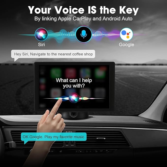 8'' Wireless Carplay Screen for Car, Portable Apple Car Play & Android Auto Car Stereo HD Touchscreen, Vertical/Horizontal Mode, Magnetic Mount, 5.0G WiFi, Voice Control & GPS Navigation