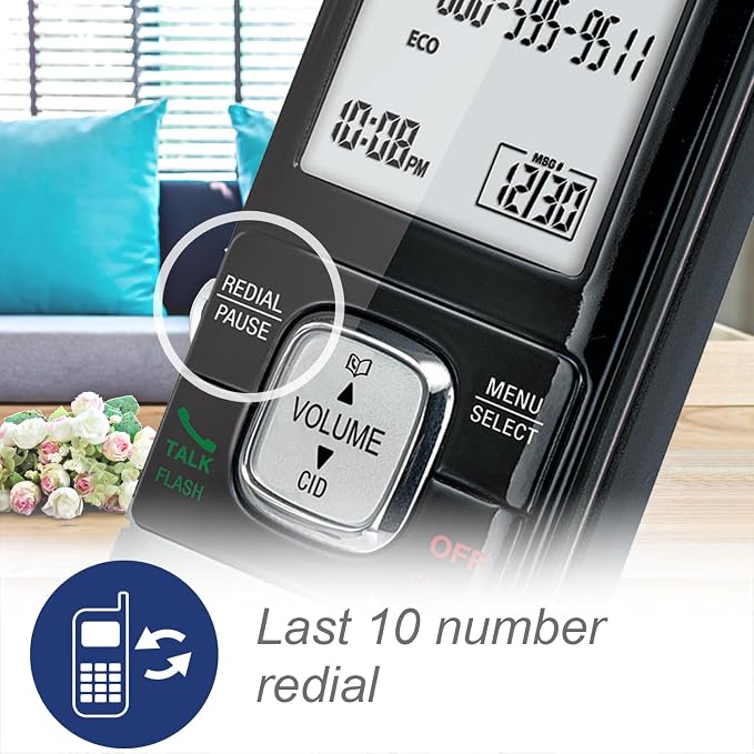 VTech CS6719 DECT 6.0 Cordless Phone with Caller ID/Call Waiting, 1 Cordless Handset, Silver/Black