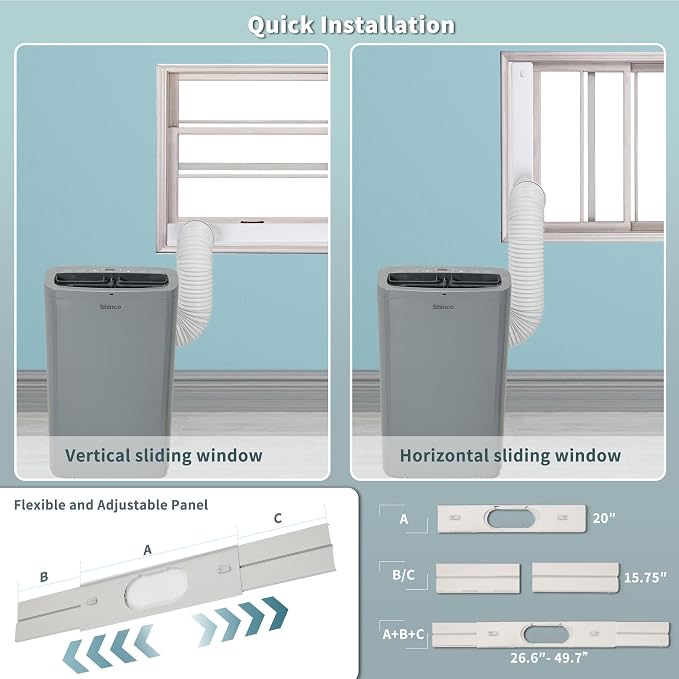 Shinco 14,000 BTU Grey Portable Air Conditioner, Portable AC Unit with Built-in Cool, Dehumidifier & Fan Modes for Room up to 700 sq.ft, Room Air Conditioner with Remote Control, Installation Kit