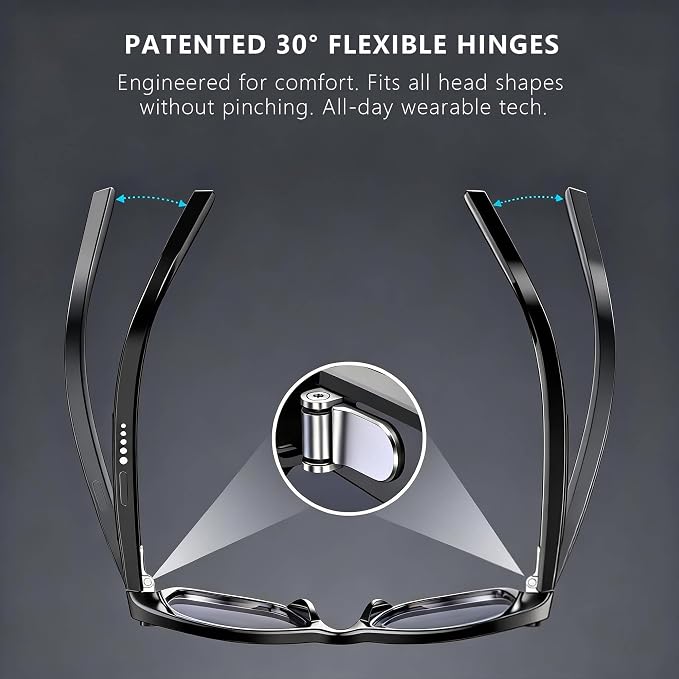 EarlySincere 4K Video Recording Glasses with EIS Stabilization, AI Smart Glasses with Camera and ChatGPT Voice Assistant, 8MP HD Wearable Camera, Bluetooth 5.4 Audio, 15H Playtime, TR90 Durable Frame