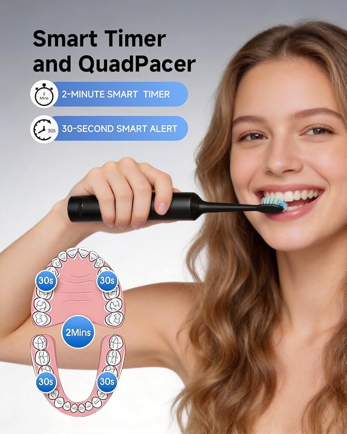 Electric Toothbrush for Adults with UV Cleaning, Drying Holder, Pressure Sensor, Smart Timer, Adult Electric Toothbrush Rechargeable Battery, 8 Replacement Brush Heads