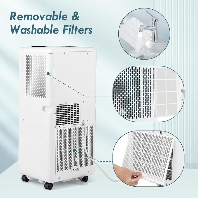COSTWAY Portable Air Conditioner, 10000 BTU Portable AC Unit with Fan & Dehumidifier, Smart Sleep Mode, 24H Timer, Auto Swing & Window Installation Kit, Cools up to 350 Sq.Ft (10000 BTU)