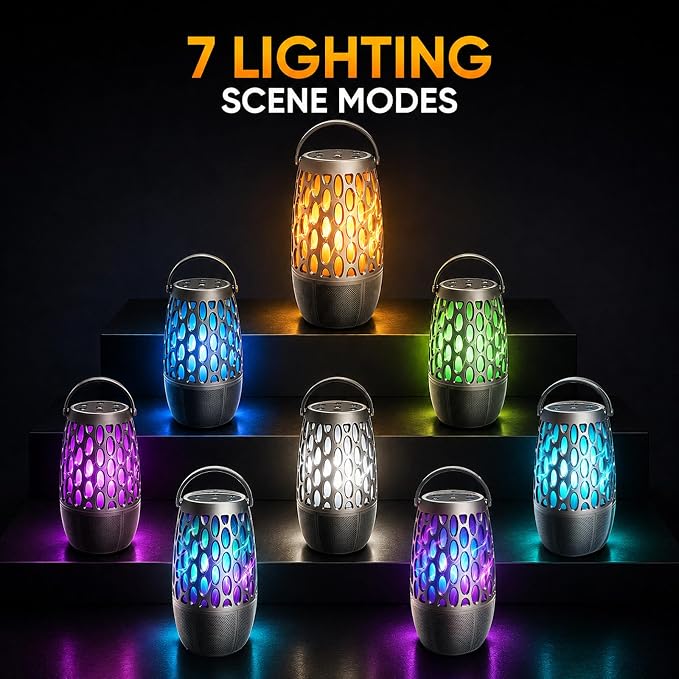Outdoor Bluetooth Speaker with Flame Lights with IPX6 Waterpoof,10W HD Stereo Sound, Bluetooth 5.3 Led Flame Speaker,Decorations for Party Garden Patio (1 Pack)