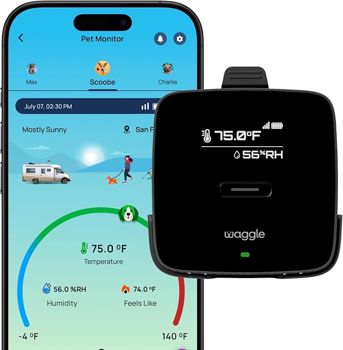 Waggle 4G Pet Temperature Monitor (Lite) - No WiFi Needed - Real Time App, SMS & Email Alerts - RV, Car & Home Safety Device - Power Outage Alerts - Subscription Required