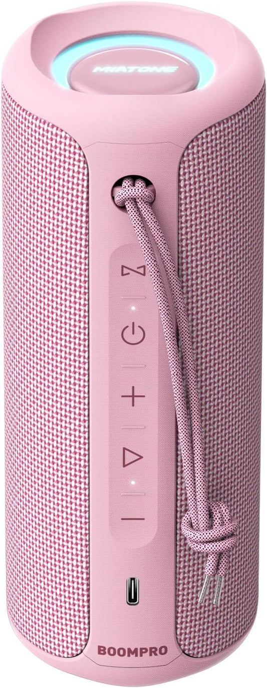 MIATONE Portable Bluetooth Speaker 36W Stereo Sound Bass Boost, 24H Playtime Bluetooth 5.3 TWS Pairing Girl Friend Gifts for Woman Festival Birthday Present (Pink)
