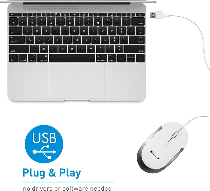 Macally Compact USB Keyboard and Mouse Combo, Uniquely Designed to Save Space