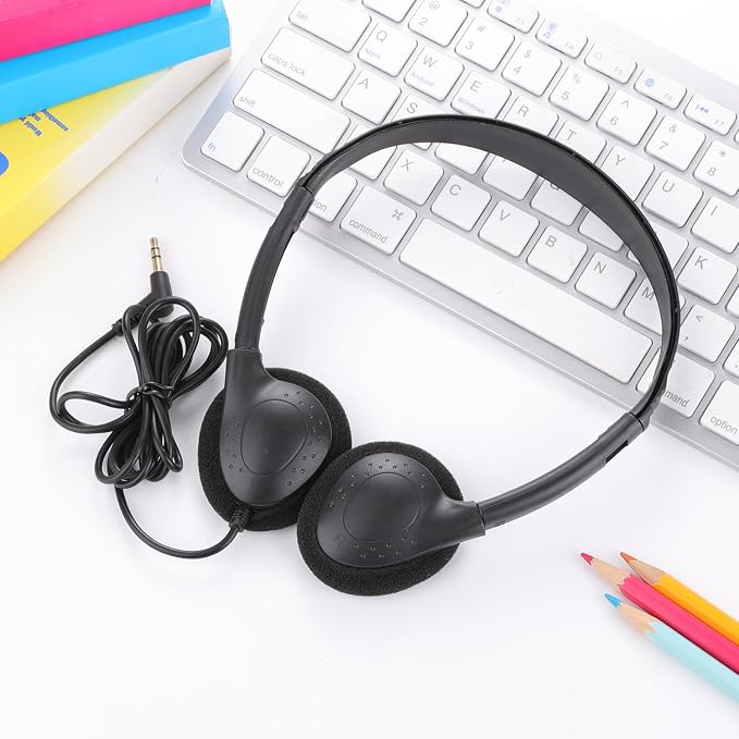 50 Pack Classroom Headphones Bulk for Students School, Wired Class Set Headphones for Kids Children Toddler Boys Girls Teen(Black)
