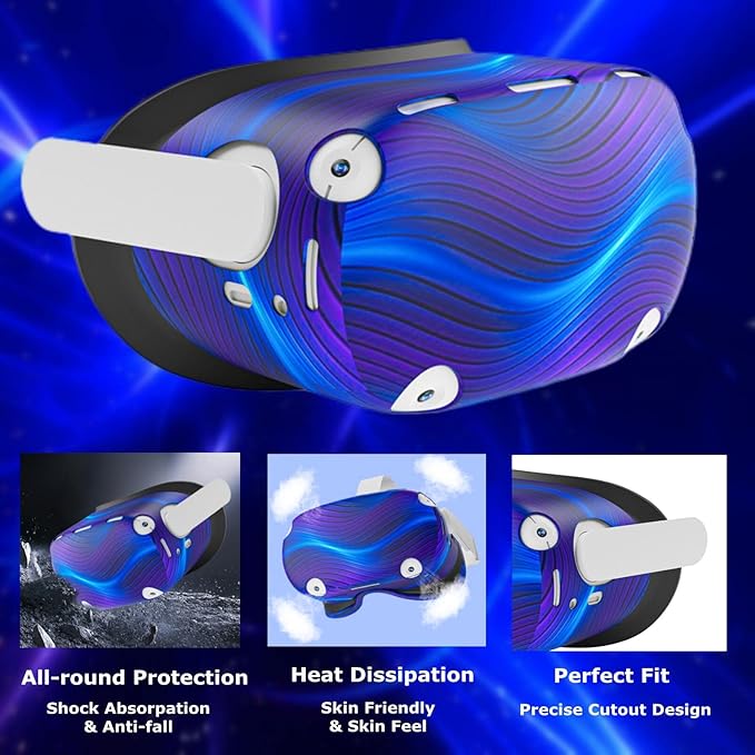 Compatible with Oculus Quest 2 Accessories, Silicone Face Cover, VR Shell Cover,Touch Controller Grip Cover,Protective Lens Cover,Disposable Eye Cover(Colorful B)