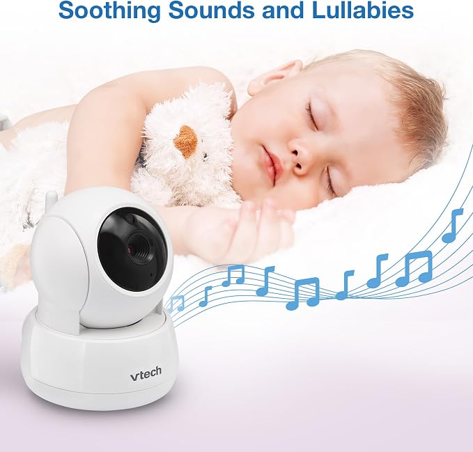 VTech Baby Monitor No WiFi, 2 Cameras – Monitor Two Rooms, Remote Pan-Tilt-Zoom, Hack-Proof, 5" Screen, 17Hr Battery, 1000ft Range, Night Vision, Temperature Sensor | 924-2W