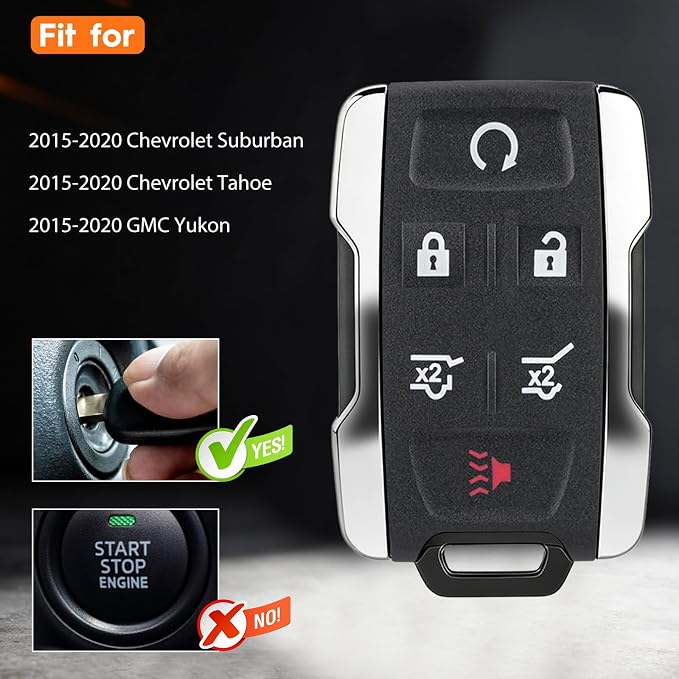 DIY Key Fob Remote Replacement Fits for 2015 2016 2017 2018 2019 2020 Chevy Tahoe Suburban GMC Yukon Keyless Entry Remote M3N-32337100 (Pack of 2)