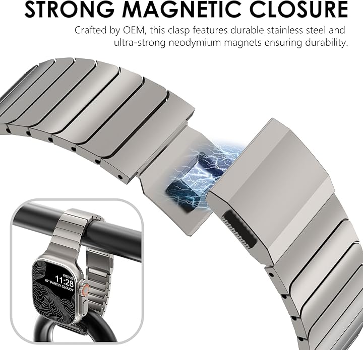 NewWays Titanium & Stainless Steel Link Bracelet for Apple Watch Band Ultra 3 2 1 Band 49mm Series11 10 46mm 42mm 45mm 44mm 41mm 40mm 38mm Series 3-11