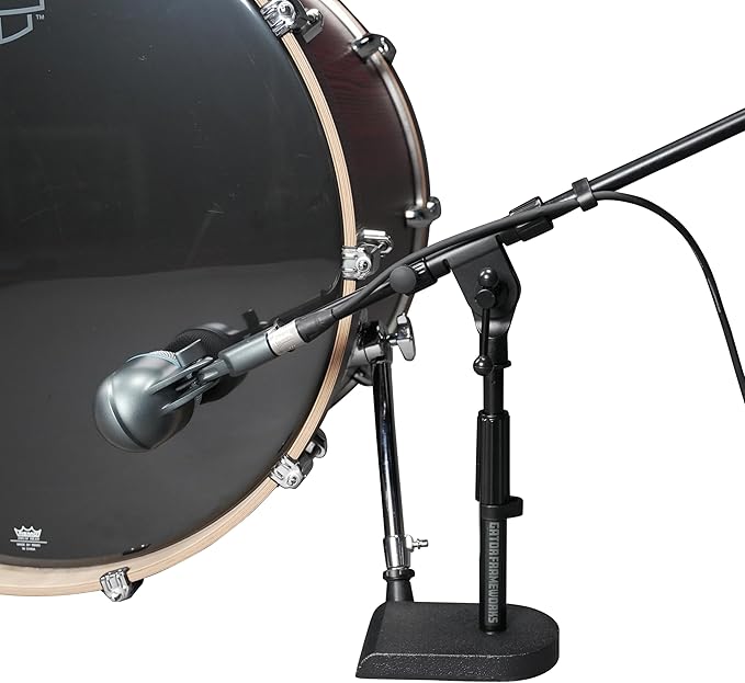 Gator Frameworks Rok-It Series Low-Profile Microphone Stand with 16" Adjustable Boom Arm, Ideal for Bass Drums and Guitar Amps (RI-MIC-200)
