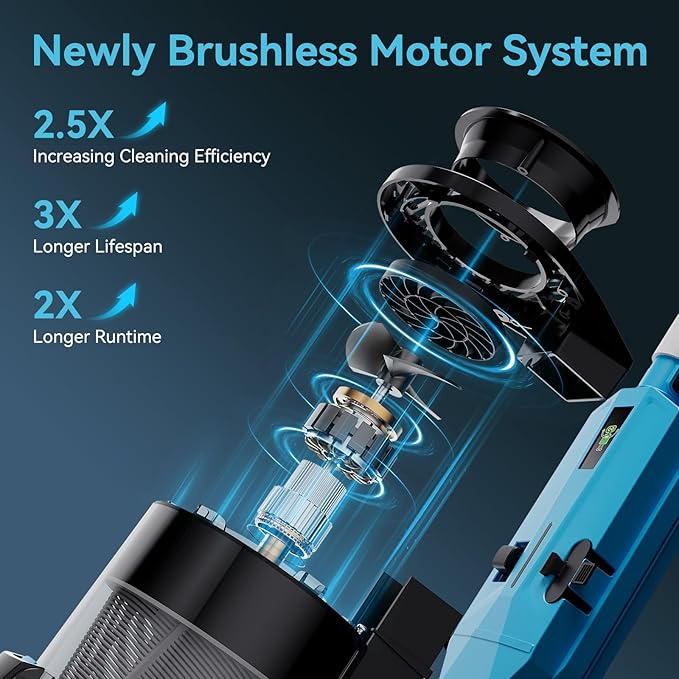 Cordless Pool Vacuum with Telescopic Pole, Powerful 30 GPM Suction, Advanced Dual Filtration, Replaceable Battery, 1H Runtime, Handheld Pool Cleaner for Above Ground and Inground Pools, Blue
